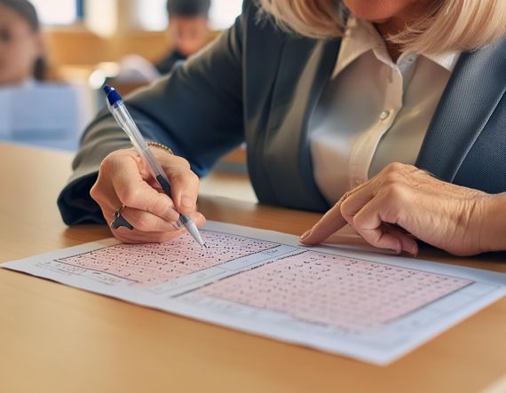 Most 11+ tests are multiple-choice and marked electronically but still some remain that are marked by teachers or examiners.